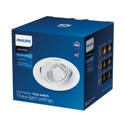 Philips - stmievateľné zapustené LED svietidlo SCENE SWITCH LED/7W/230V 2700K