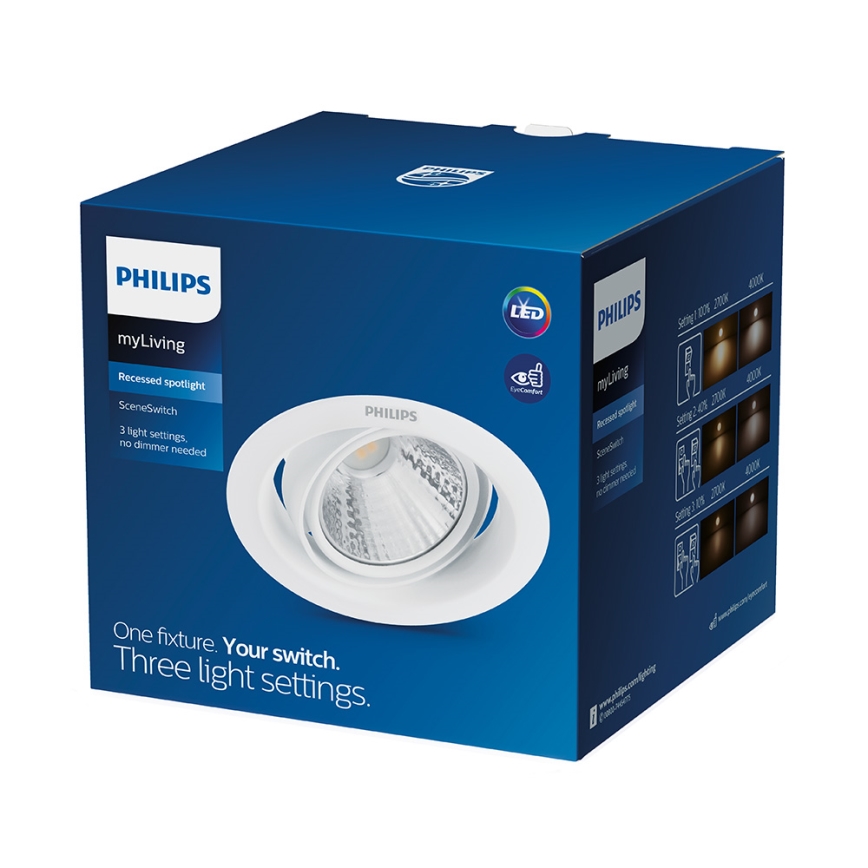Philips - stmievateľné zapustené LED svietidlo SCENE SWITCH LED/7W/230V 2700K