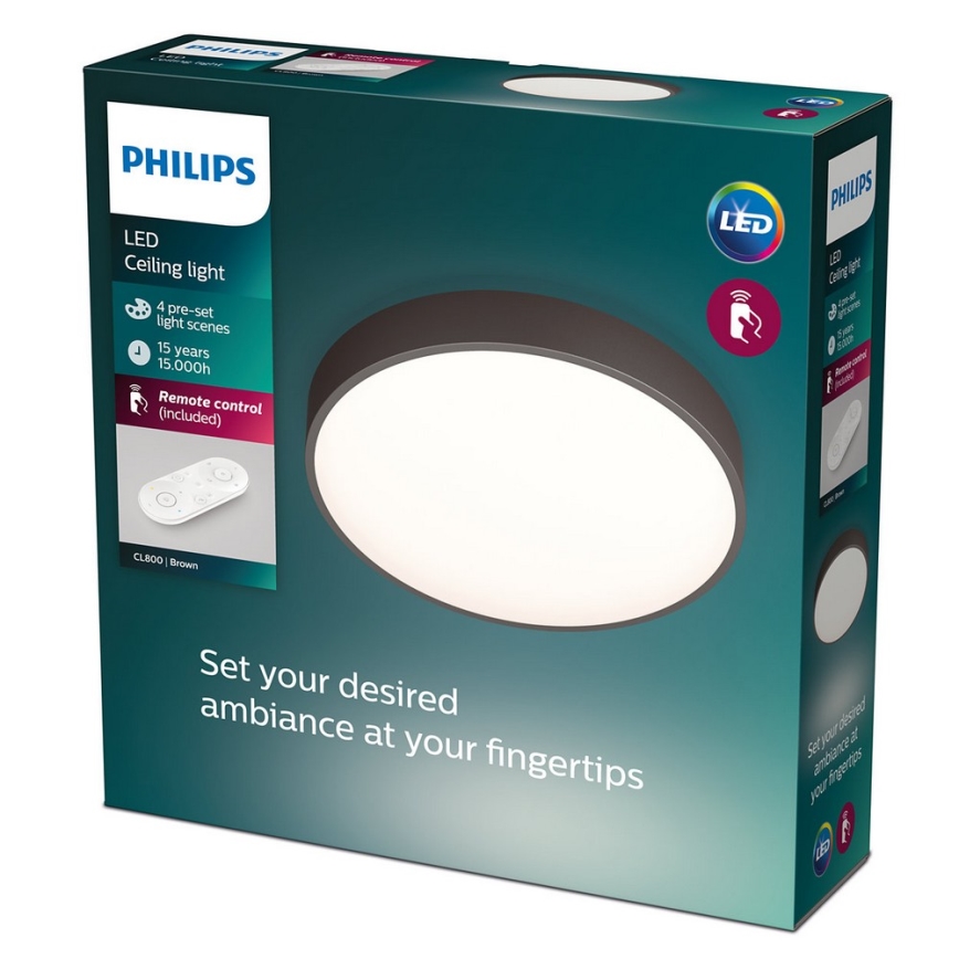 Philips 60262/43/P5 - LED Stmievateľné stropné svietidlo BROWN 1xLED/28W/230V + diaľkové ovládanie