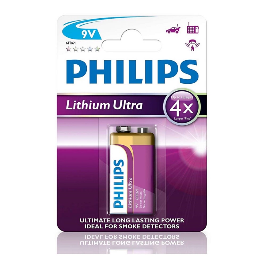 Philips 6FR61LB1A/10 - Lithiová batéria 6LR61 LITHIUM ULTRA 9V 600mAh