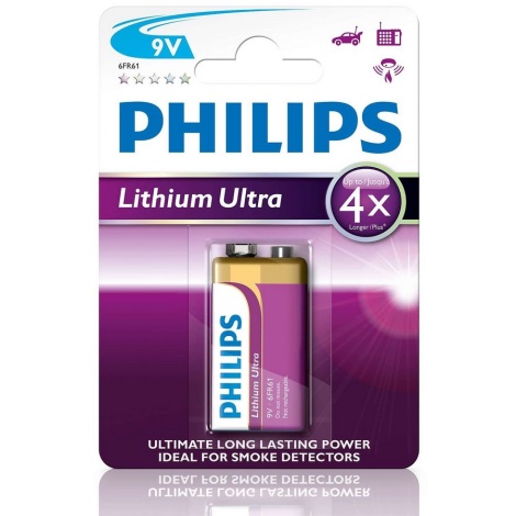 Philips 6FR61LB1A/10 - Lithiová batéria 6LR61 LITHIUM ULTRA 9V