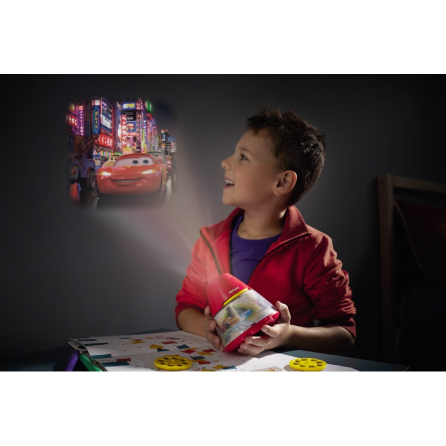 Philips 71769/32/16 - Detská stolná lampa a projektor DISNEY CARS 1xLED/0,1W + 3xLED/0,3W/4,5 V