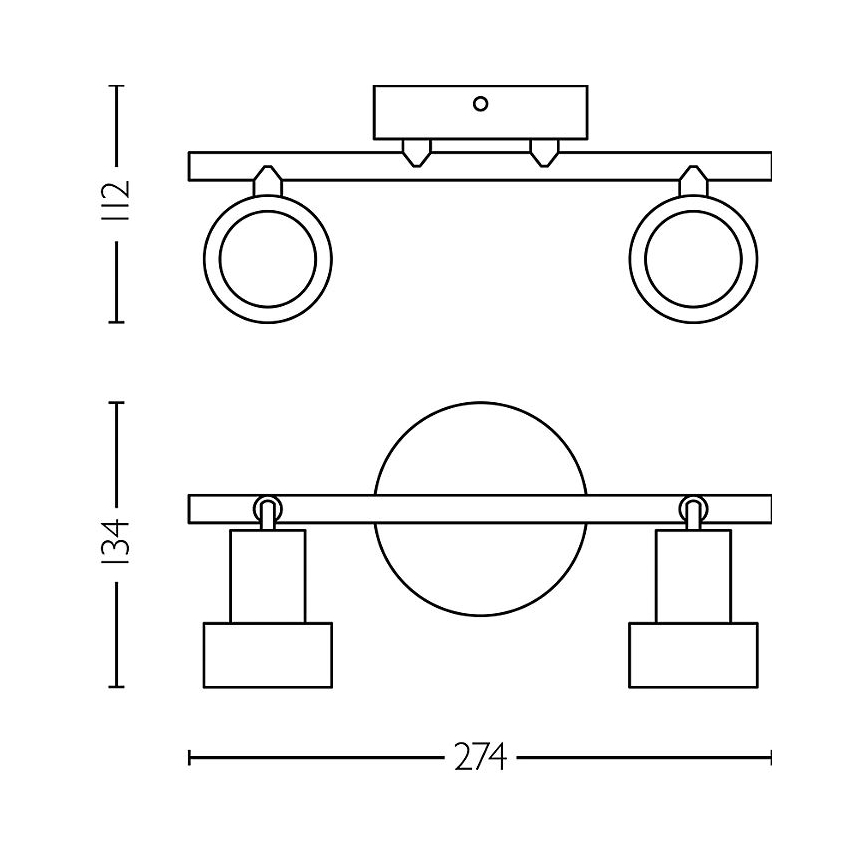 Philips - Bodové svietidlo CONDUIT 2xGU10/5W/230V čierna/mosadz