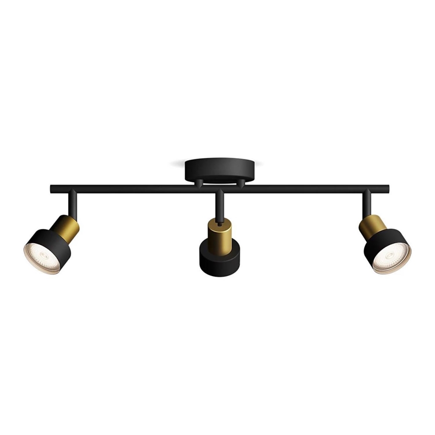Philips - Bodové svietidlo CONDUIT 3xGU10/5W/230V čierna/mosadz