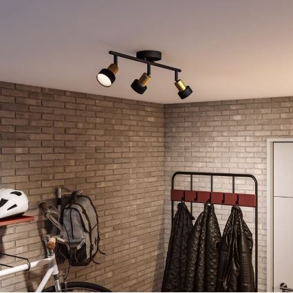 Philips - Bodové svietidlo CONDUIT 3xGU10/5W/230V čierna/mosadz