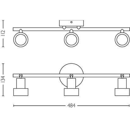 Philips - Bodové svietidlo CONDUIT 3xGU10/5W/230V čierna/mosadz