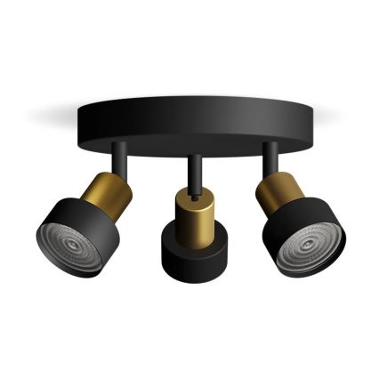 Philips - Bodové svietidlo CONDUIT 3xGU10/5W/230V čierna/mosadz