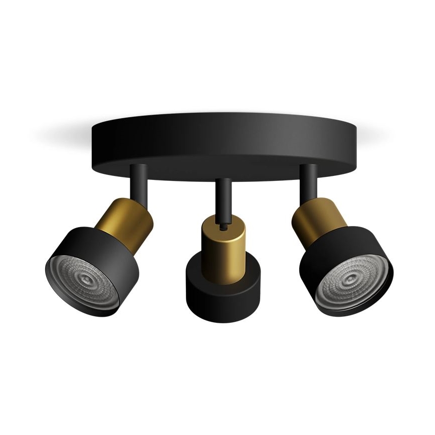 Philips - Bodové svietidlo CONDUIT 3xGU10/5W/230V čierna/mosadz