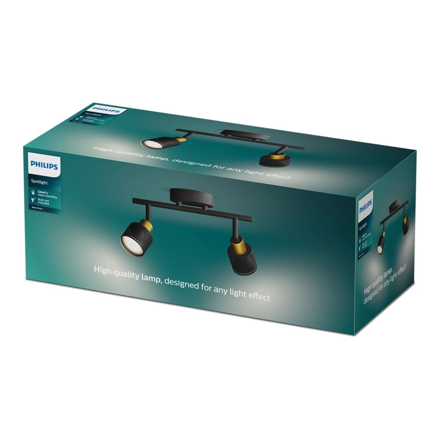 Philips - Bodové svietidlo NIALL 2xGU10/5W/230V čierna/mosadz