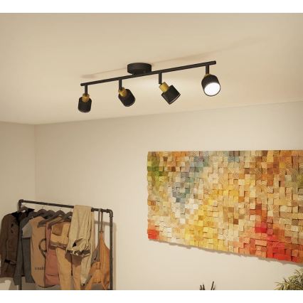 Philips - Bodové svietidlo NIALL 4xGU10/5W/230V čierna/mosadz