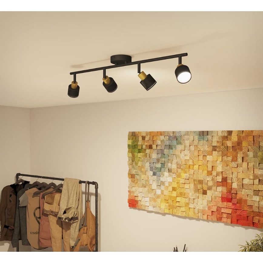 Philips - Bodové svietidlo NIALL 4xGU10/5W/230V čierna/mosadz