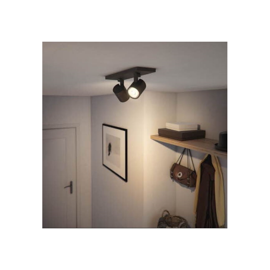 Philips - Bodové svietidlo RUNNER 2xGU10/20W/230V čierna