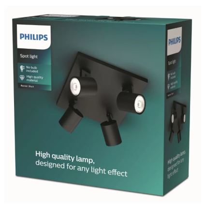 Philips - Bodové svietidlo RUNNER 4xGU10/20W/230V čierne