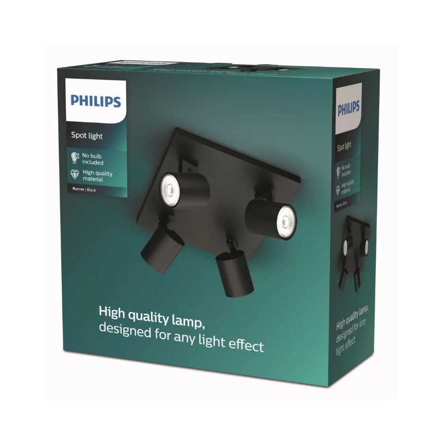 Philips - Bodové svietidlo RUNNER 4xGU10/20W/230V čierne