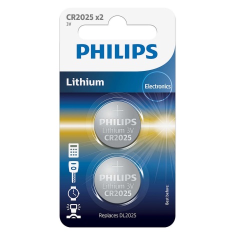 Philips CR2025P2/01B - 2 ks Líthiová batéria gombíková CR2025 MINICELLS 3V