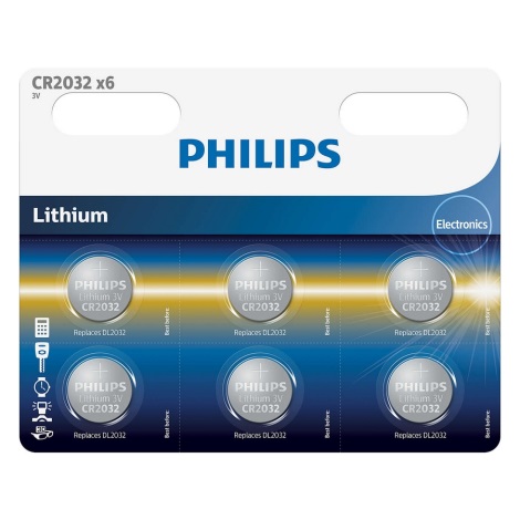 Philips CR2032P6/01B - 6 ks Lithiová batéria gombíková CR2032 MINICELLS 3V