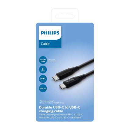 Philips DLC5206C/00 - USB kábel USB-C 3.0 konektor 2m čierna/šedá