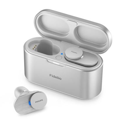 Philips Fidelio T1WT/00 - Bezdrôtové slúchadlá IPX4 2x 60 mAh + 650 mAh strieborná