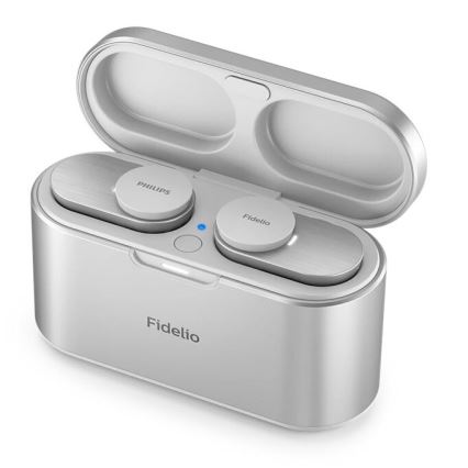 Philips Fidelio T1WT/00 - Bezdrôtové slúchadlá IPX4 2x 60 mAh + 650 mAh strieborná