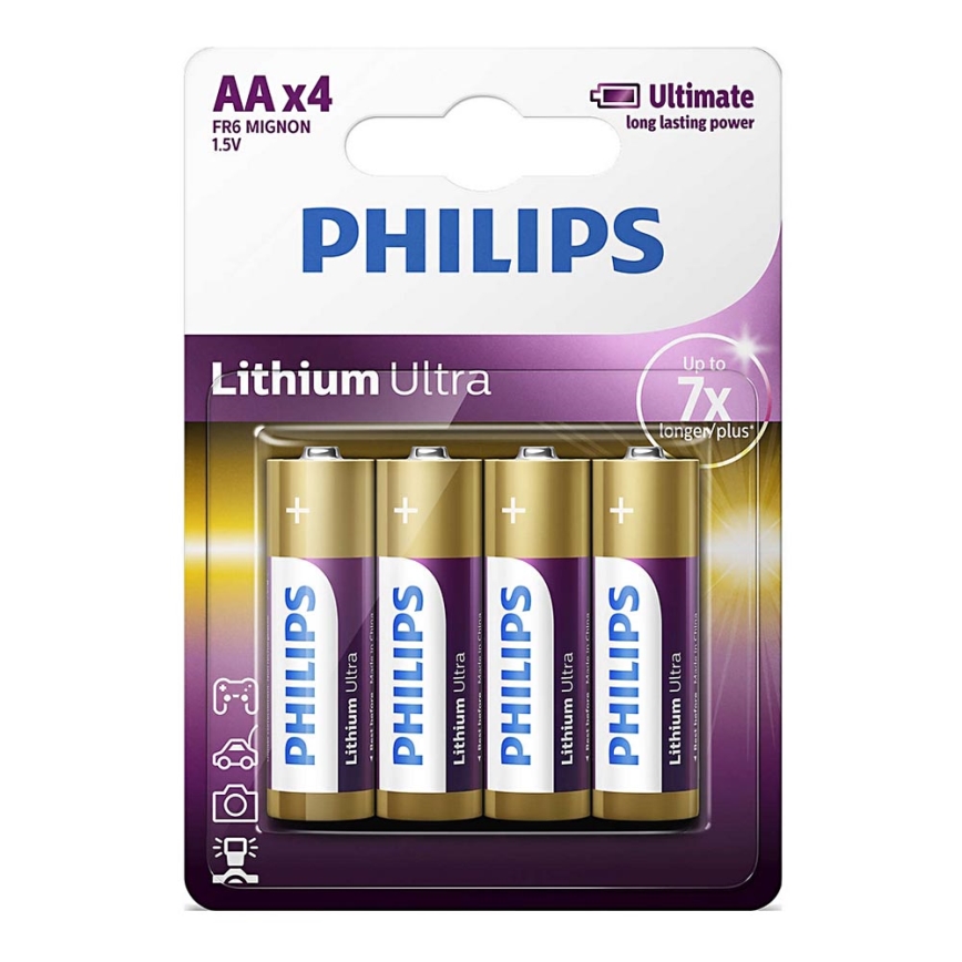 Philips FR6LB4A/10 - 4 ks Lithiová batéria AA LITHIUM ULTRA 1,5V 2400mAh