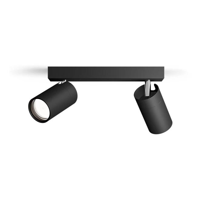 Philips - Kúpeľňové bodové svietidlo IDRIS 2xGU10/5W/230V IP44 čierna