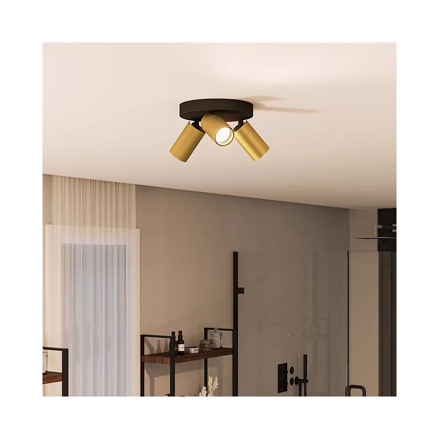 Philips - Kúpeľňové bodové svietidlo IDRIS 3xGU10/5W/230V IP44 čierna/zlatá