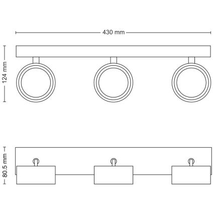 Philips - LED Bodové svietidlo 3xLED/5,5W/230V čierna