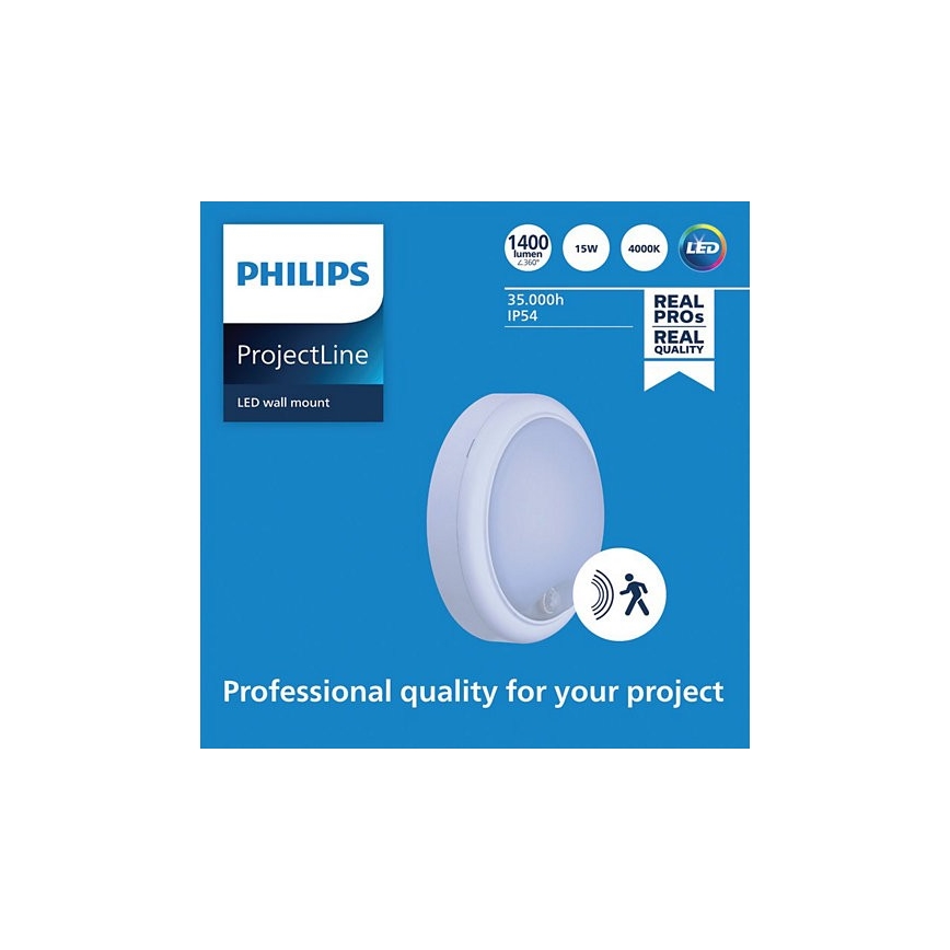 Philips - LED Nástenné svietidlo so senzorom PROJECTLINE LED/15W/230V IP54