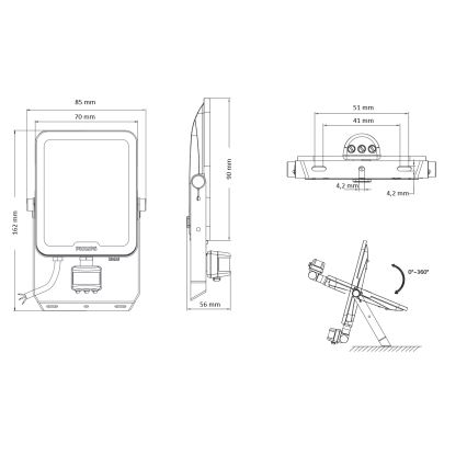 Philips - LED reflektor s pohybovým a súmrakovým snímačom LEDINAIRE ALL-IN LED/10W/230V 3000/4000/6500K IP65