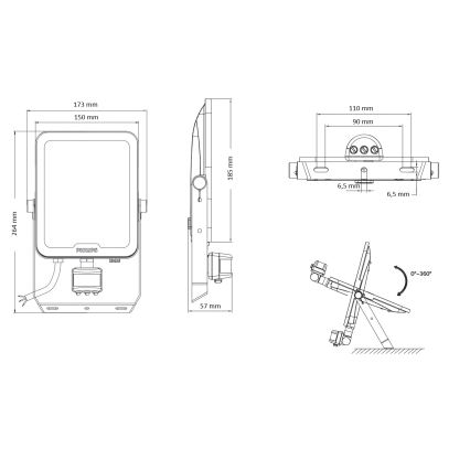 Philips - LED reflektor so snímačom pohybu a súmraku LEDINAIRE ALL-IN LED/50W/230V 3000/4000/6500K IP65
