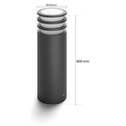 Philips - LED RGB stmievateľná vonkajšia lampa Hue LUCCA 1xE27/8,1W/230V 40 cm 1000-20000K IP44