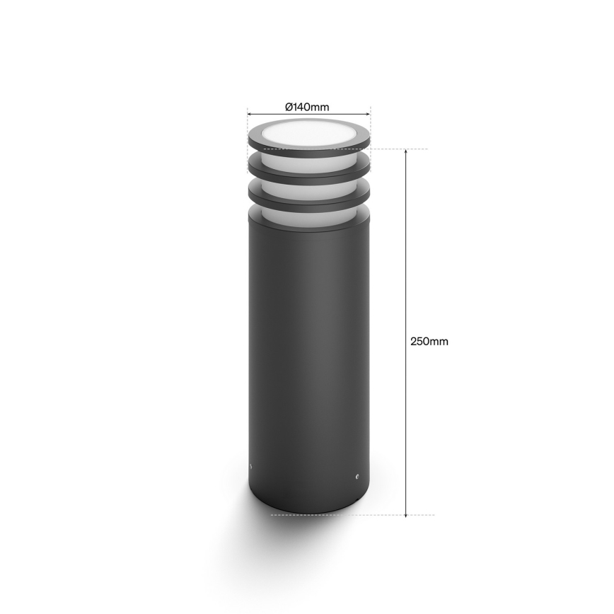 Philips - LED RGB stmievateľné vonkajšie svietidlo Hue LUCCA 1xE27/8,1W/230V 25 cm 1000-20000K IP44