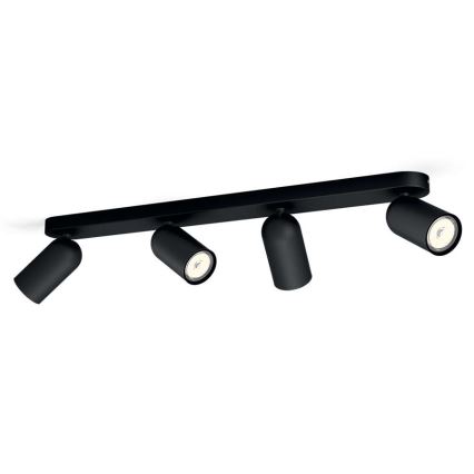 Philips - LED RGBW Stmievateľné bodové svietidlo PONGEE 4xGU10/4,8W/230V 3000K čierna + diaľkové ovládanie