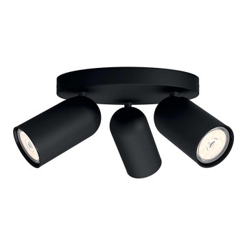 Philips - LED RGBW stmievateľné bodové svietidlo PONGEE 3xGU10/4,8W/230V 3000K čierne + diaľkové ovládanie