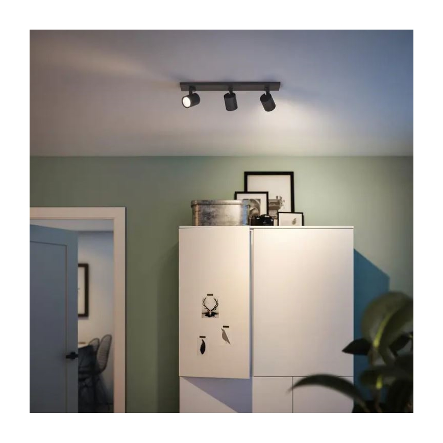 Philips - LED RGBW Stmievateľné bodové svietidlo RUNNER 3xGU10/6,5W/230V 2700-6500K čierna
