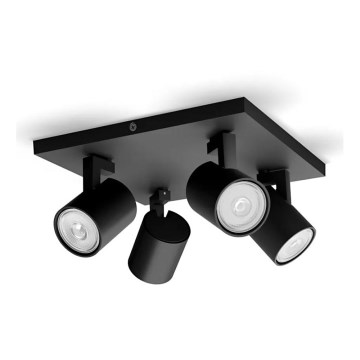 Philips - LED RGBW Stmievateľné bodové svietidlo RUNNER 4xGU10/6,5W/230V 2700-6500K čierna