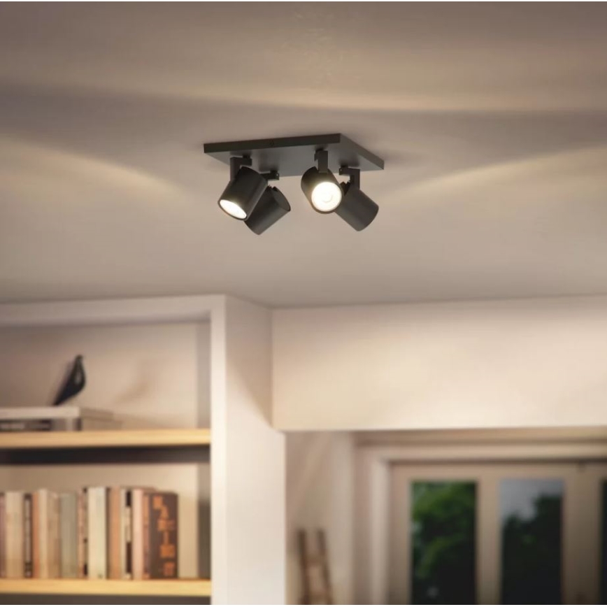 Philips - LED RGBW Stmievateľné bodové svietidlo RUNNER 4xGU10/6,5W/230V 2700-6500K čierna