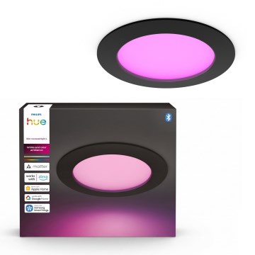 Philips - LED RGBW stmievateľné kúpeľňové podhľadové svietidlo Hue SLIM LED/12W/230V 1000-20000K čierna IP44