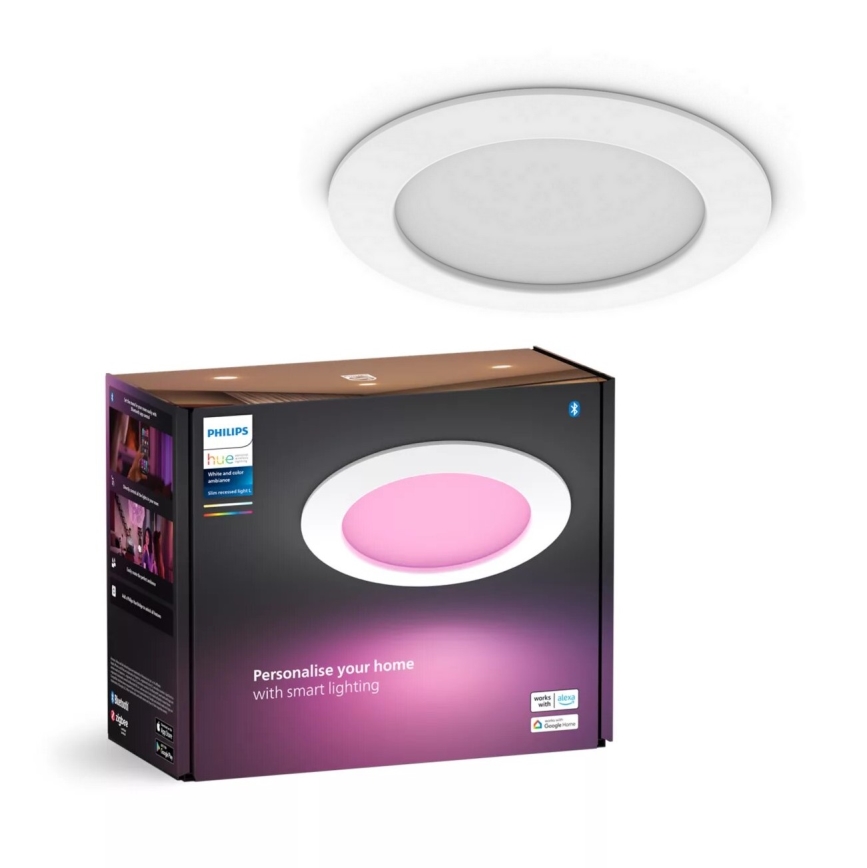 Philips - LED RGBW Stmievateľné kúpeľňové podhľadové svietidlo Hue SLIM LED/12W/230V IP44 2200-6500K