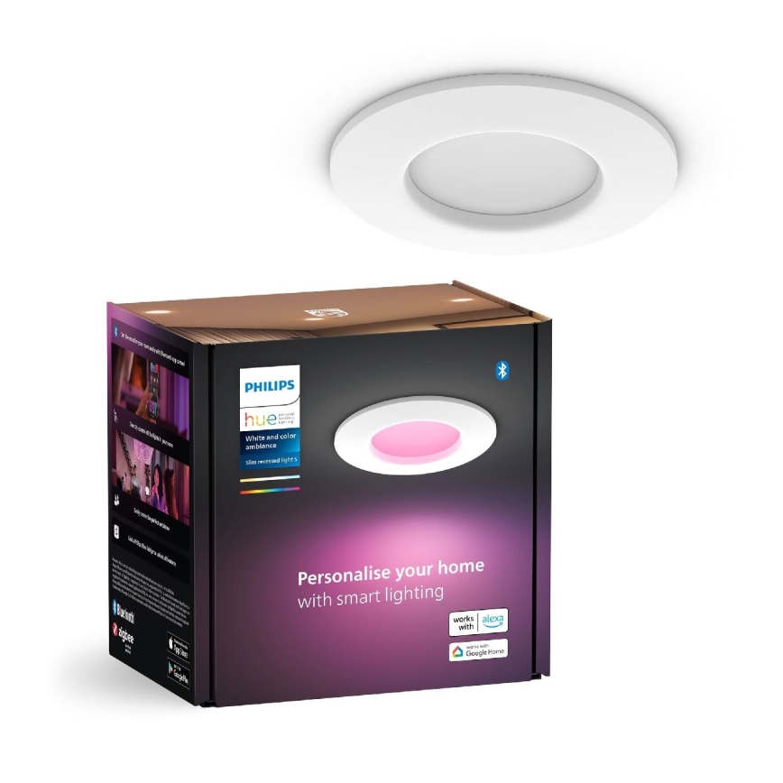 Philips - LED RGBW Stmievateľné kúpeľňové podhľadové svietidlo Hue SLIM LED/8,3W/230V 2000-6500K IP44 biela