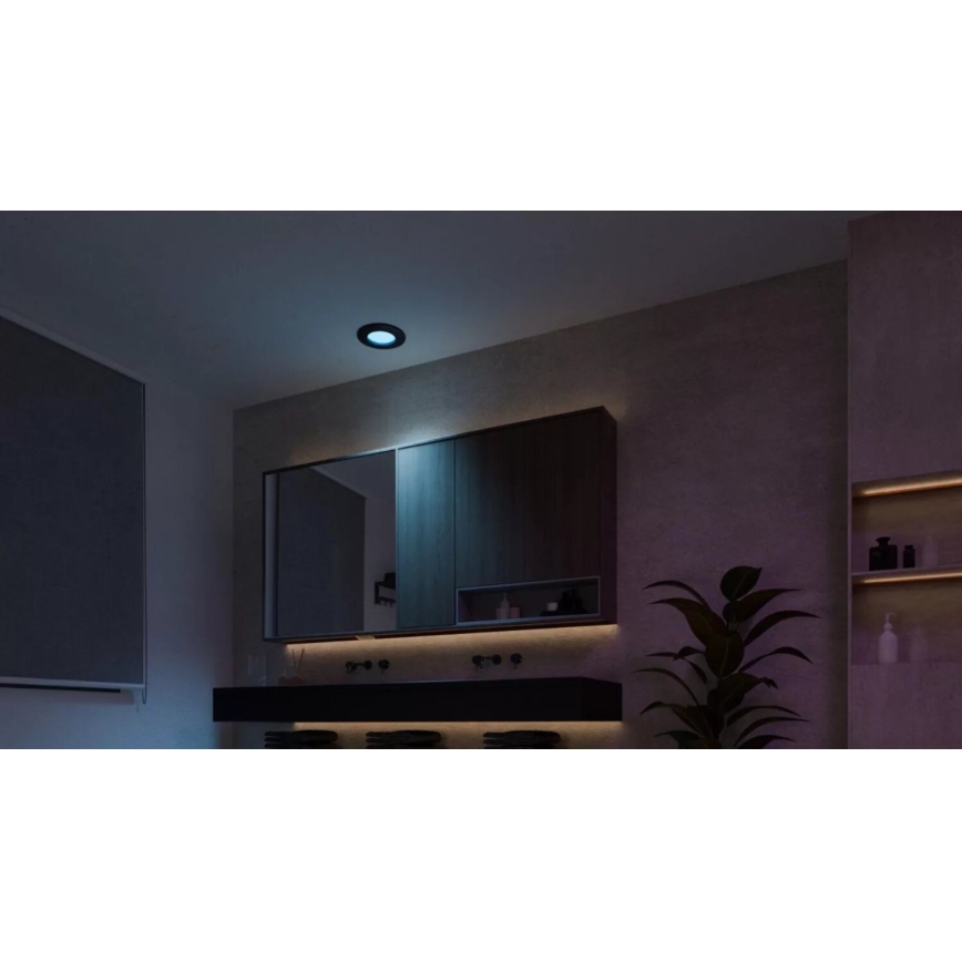 Philips - LED RGBW Stmievateľné kúpeľňové podhľadové svietidlo Hue SLIM LED/8,3W/230V 2000-6500K IP44 čierna