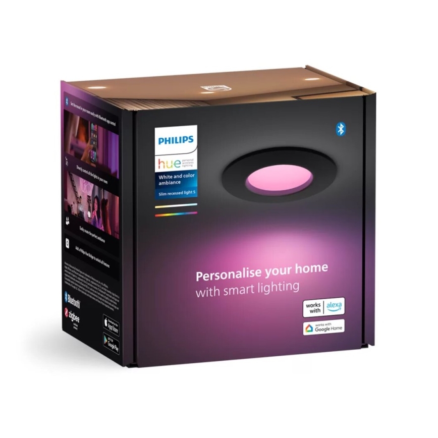 Philips - LED RGBW Stmievateľné kúpeľňové podhľadové svietidlo Hue SLIM LED/8,3W/230V 2000-6500K IP44 čierna