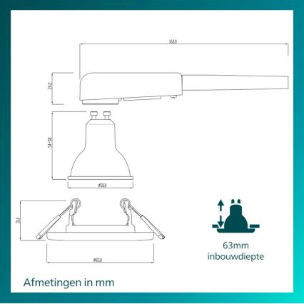 Philips - LED RGBW stmievateľné podhľadové svietidlo PERIDOT 1xGU10/6,5W/230V 2700-6500K čierna