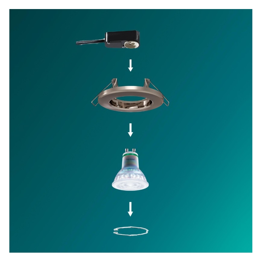 Philips - LED RGBW stmievateľné podhľadové svietidlo PERIDOT 1xGU10/6W/230V strieborné + diaľkové ovládanie