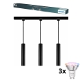 Philips - LED RGBW stmievateľný luster na lanku v lištovom systéme EASYLINK HUE 3xGU10/4,7W/230V 2200-6500K 1m čierny