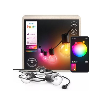 Philips - LED RGBW stmievateľný vonkajší svetelný reťazec Hue FESTAVIA 20xLED 14m IP65