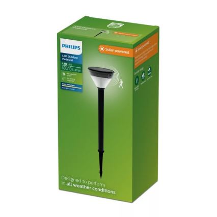 Philips - LED solárna lampa s pohybovým senzorom KYNA LED/3,8W/3,7V 800 mAh 2700K IP44 čierna