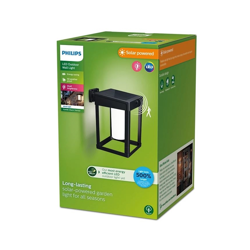 Philips - LED Solárne nástenné svietidlo so senzorom pohybu a súmraku CAMILL LED/1,4W/3,7V 2000 mAh IP44