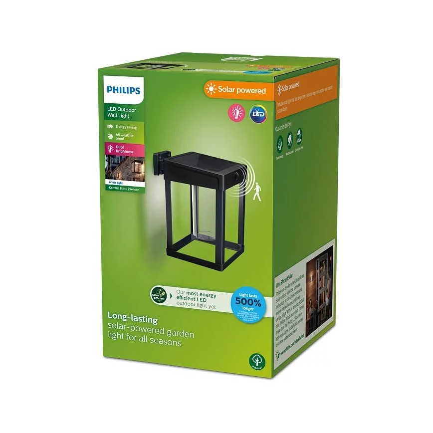 Philips - LED Solárne nástenné svietidlo so senzorom pohybu a súmraku CAMILL LED/1,4W/3,7V 2000 mAh IP44