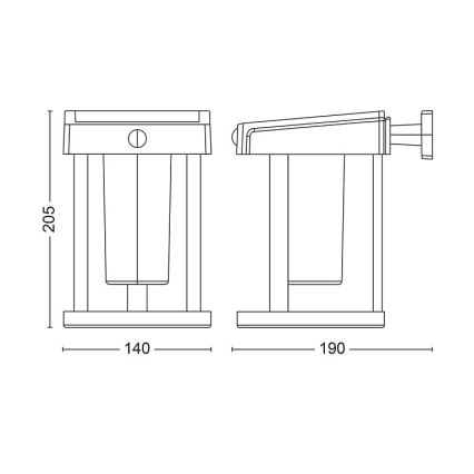 Philips - LED Solárne nástenné svietidlo so senzorom CAMILL LED/1,4W/3,7V IP44